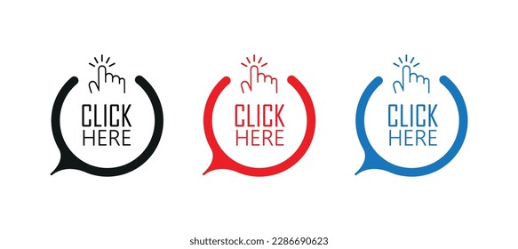 Click here sign on white background