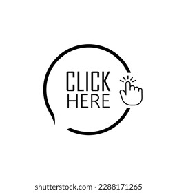 Click here sign on white background