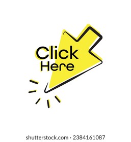 Click here sign on white background