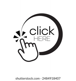 Click here sign on white background