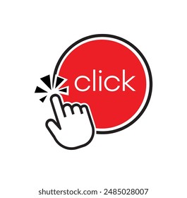Click here sign on white background
