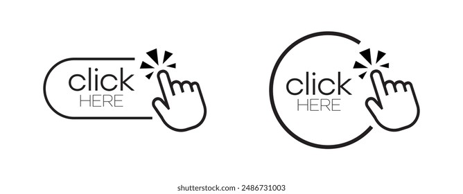 Click here sign on white background