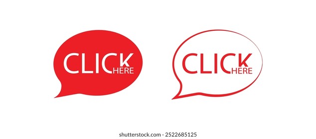 Click here sign on white background