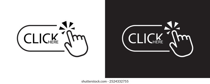 Click here sign on white background