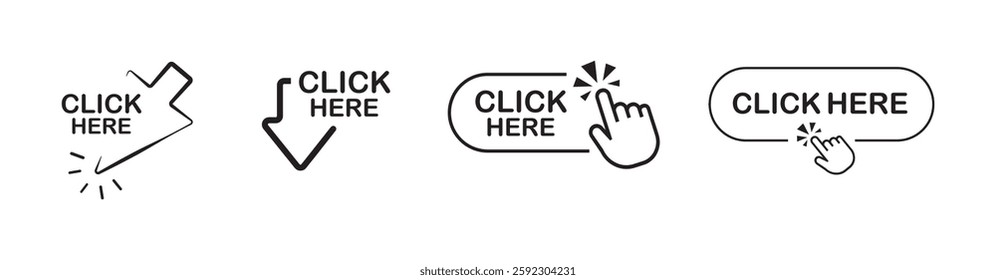 Click here sign on white background