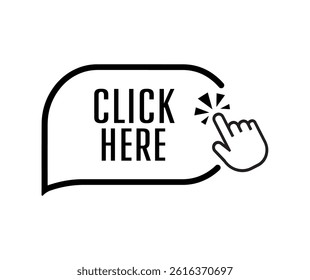 Click here sign on white background