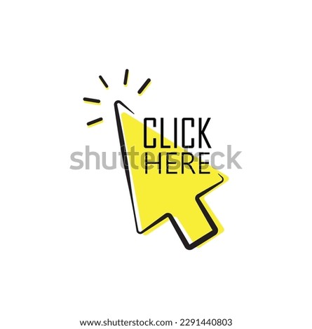 Click here sign on white background