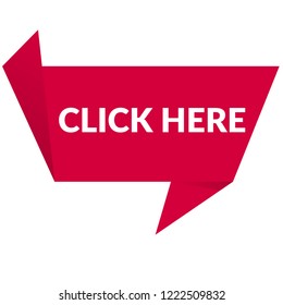 click here sign,label. click here speech bubble. features tag sign,banner