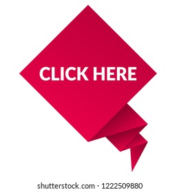 click here sign,label. click here speech bubble. features tag sign,banner