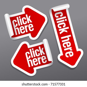 Click here stickers set.