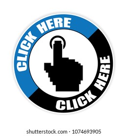 Click here sticker,vector illustration