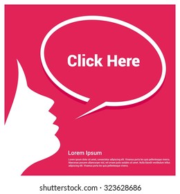 Click Here Text Female annonce Speech Bubble
