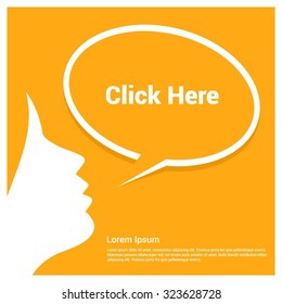 Click Here Text Female annonce Speech Bubble