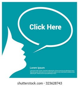 Click Here Text Female annonce Speech Bubble