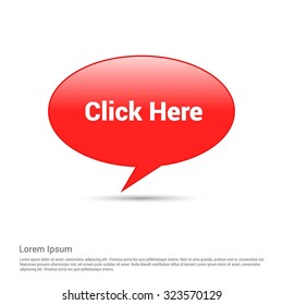 Click Here Text Realistic Red Speech Bubble