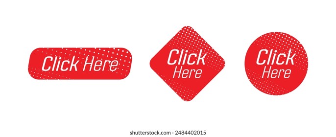 click here text warning and information sign