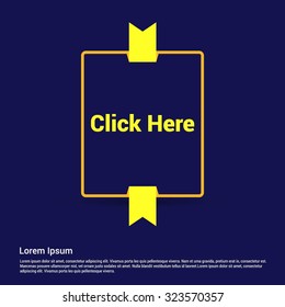 Click Here Text Yellow Ribbon banner