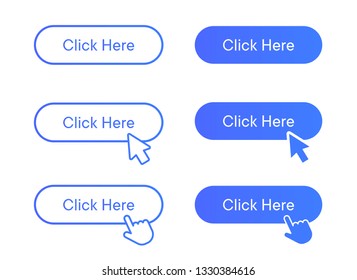Click here vector icon, button symbol. Simple, flat design for web or mobile app