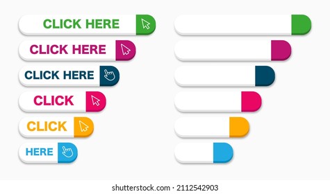 Click here vector set icon