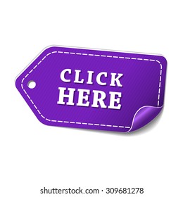 Click Here Violet Vector Icon Design