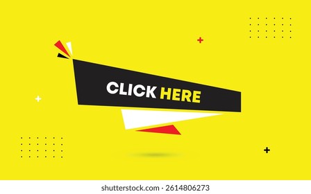 Click here web banner editable template design vector art illustration black red white shapes yellow elements business abstract background modern professional layout creative marketing template