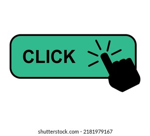 Click here web button, internet flat pointer design, press link vector illustration .