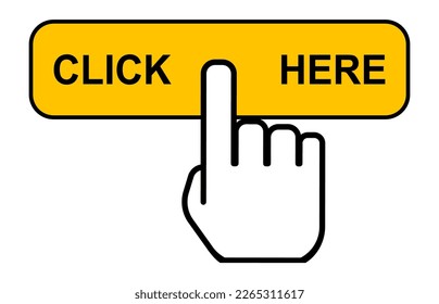 Click here web button, internet flat pointer design, press link vector illustration .