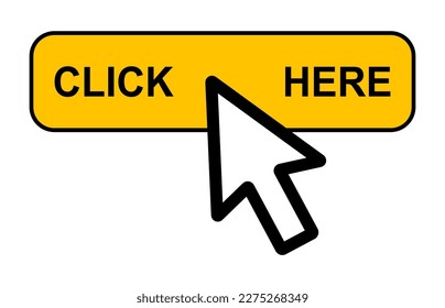 Click here web button, internet flat pointer design, press link vector illustration .