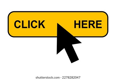 Click here web button, internet flat pointer design, press link vector illustration .