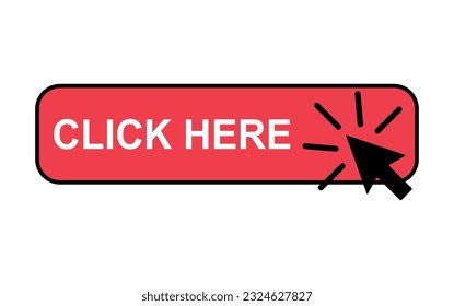 Click here web button, internet flat pointer design, press link vector illustration .
