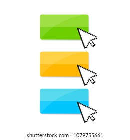Click here web button set isolated on white background