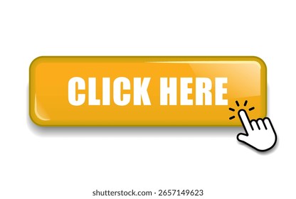 Clique aqui nos botões da Internet com o cursor. Conjunto de botões de ação com ponteiro de seta. Clique no botão. Símbolo de clique do mouse do botão de ação moderno. Cursor de clique do mouse do computador ou símbolo de ponteiro de mão.