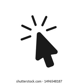 Click icon. Arrow with clicking graphic sign isolated on white background. Cursor symbol for design websites, apps, etc. Vector illustration