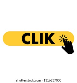 Click icon button with hand clicking on it, isolated vector for website