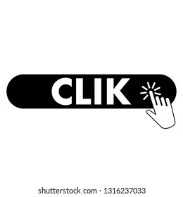 Click icon button with hand clicking on it, isolated vector for website
