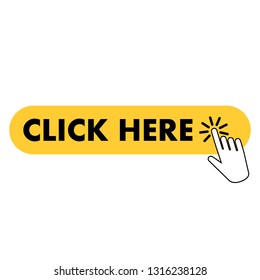 Click icon button with hand clicking on it, isolated vector for website