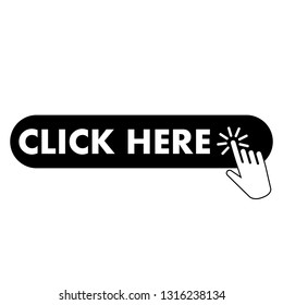 Click icon button with hand clicking on it, isolated vector for website