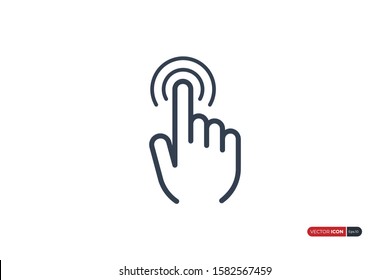 Click Icon.  Clicking Finger Hand Pointer isolated on white background. Flat Vector Icon Design Template Element