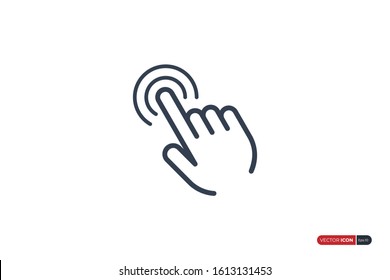 Click Icon.  Clicking Finger Hand Pointer isolated on white background. Flat Vector Icon Design Template Element