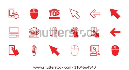 Click icon. collection of 18 click filled and outline icons such as pointer, touchscreen, back, pointer on display, finger on display. editable click icons for web and mobile.