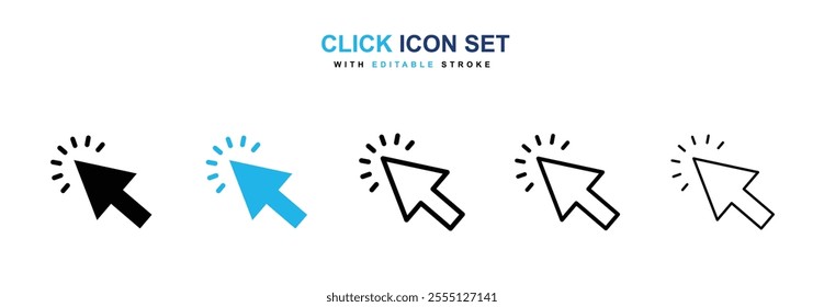 Click icon collection in black and blue colors