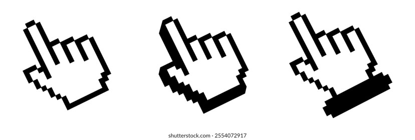 Click icon or Cursor pixel syle.Pixel Click icon. Mouse click cursor icon.Vector