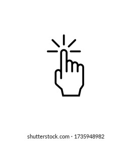 Click icon. Cursor and press, tap symbol. logo. Outline design editable stroke. For yuor design. Stock - Vector illustration