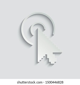  click icon. cursor symbol icon. mouse click symbol paper icon  with shadow 