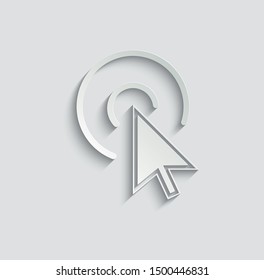  click icon. cursor symbol icon. mouse click symbol paper icon  with shadow 