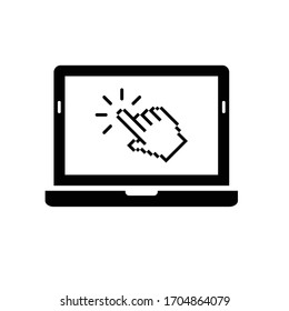 haga clic en el icono. icono de símbolo del cursor. clic con el ratón en el símbolo ordenador portátil, portátil 