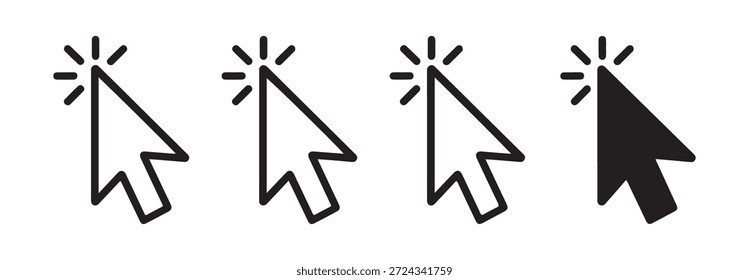 Click icon cursor symbol mouse pointer. computer navigation web button sign. digital interface element with glowing effect.