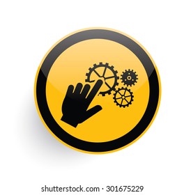 Click icon design on yellow button background,clean vector
