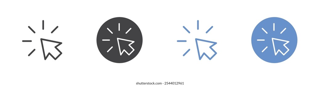 Click icon Flat set in black and white color