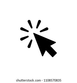 Click icon in flat style. Click symbol isolated on white background. Simple click abstract icon in black. Vector illustration for graphic design, Web, UI, app